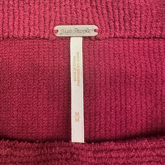 Free People Ottoman Slouchy Tunic Heavy Knit Oversized Relaxed Fit Burgundy Sz M - Picture 5 of 13